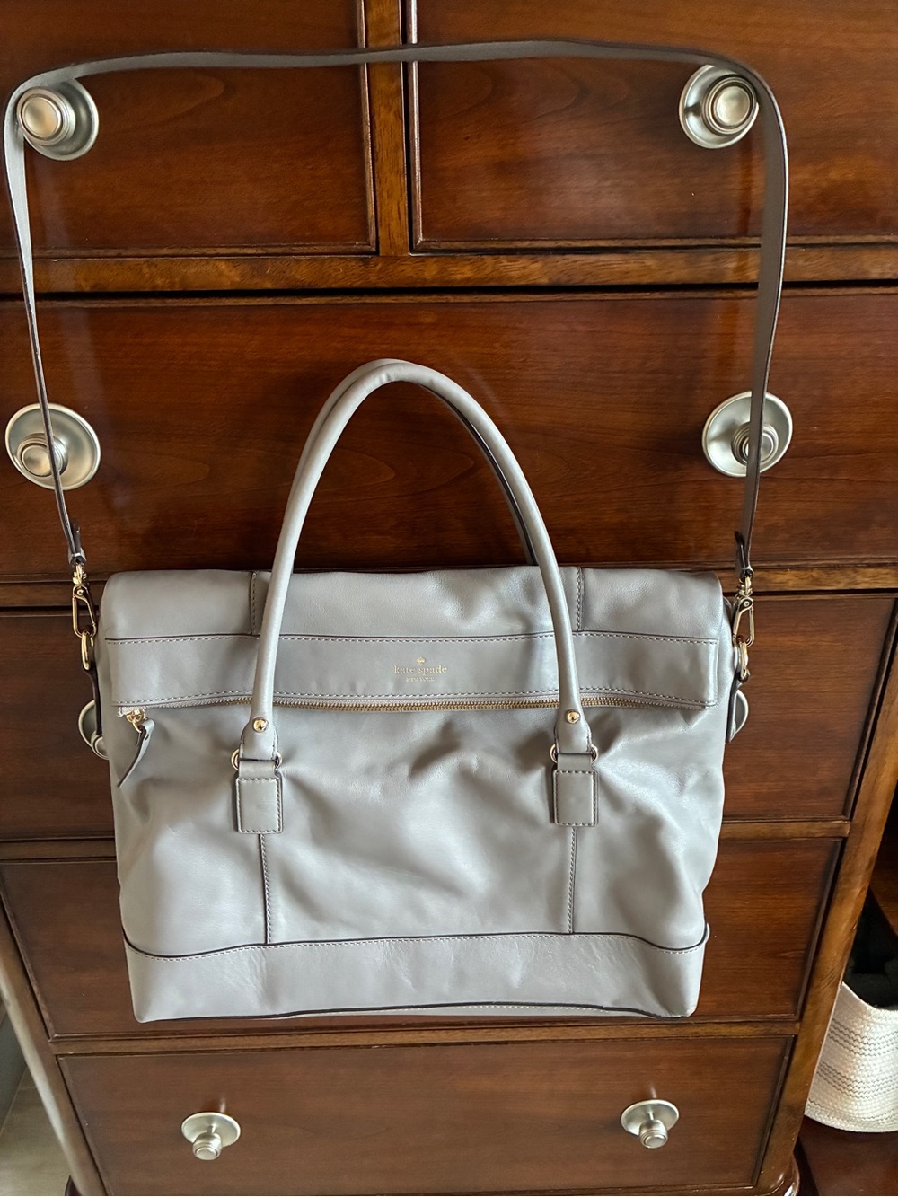 kate spade Tote in Light Gray with Gold Hardware